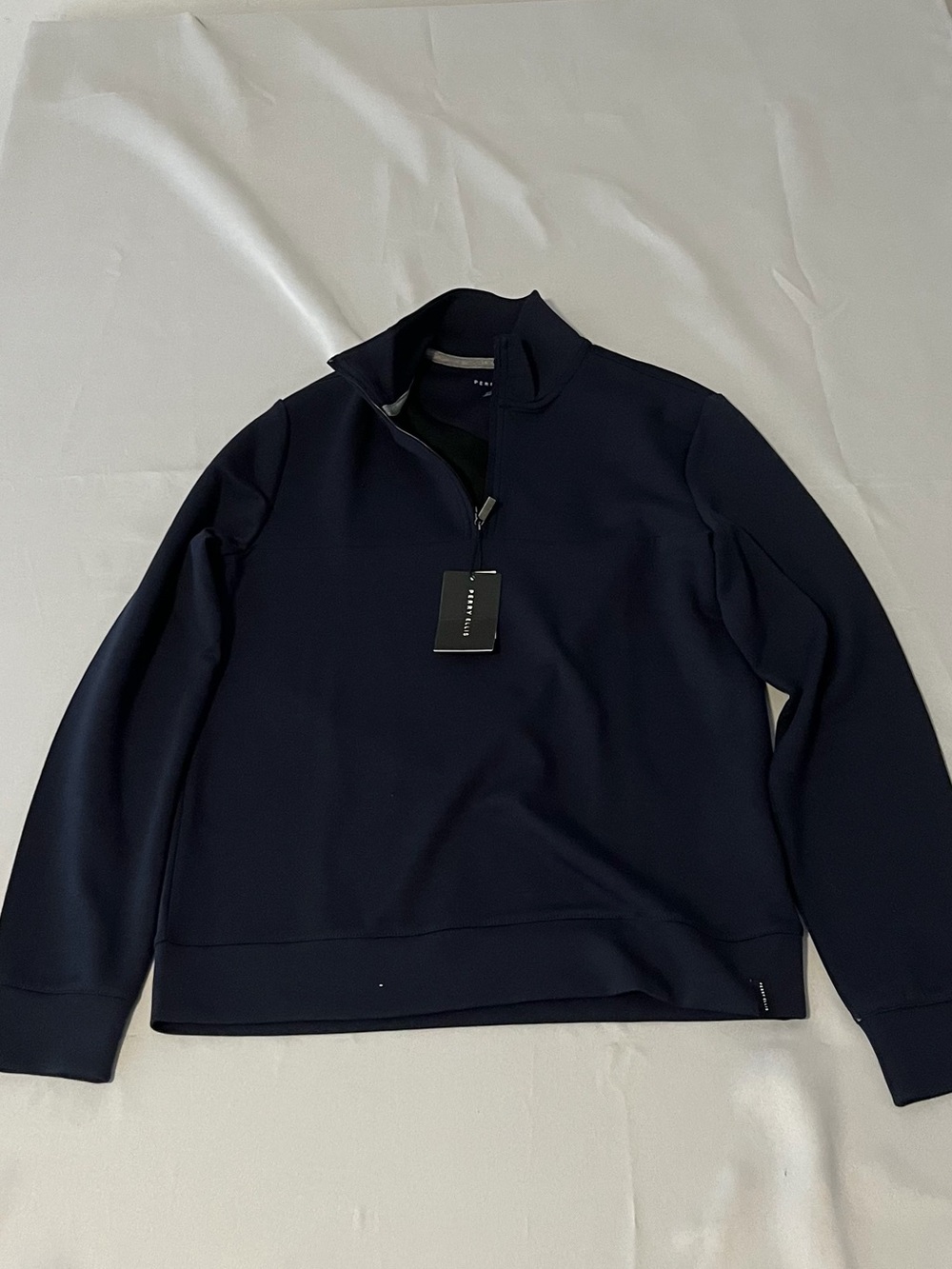 Perry Ellis Navy Zip-Up Pullover Sweater
